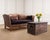 A handsome leather and walnut sofa crafted in a Country style designed by "Double R Leather" in Hickory, North Carolina....