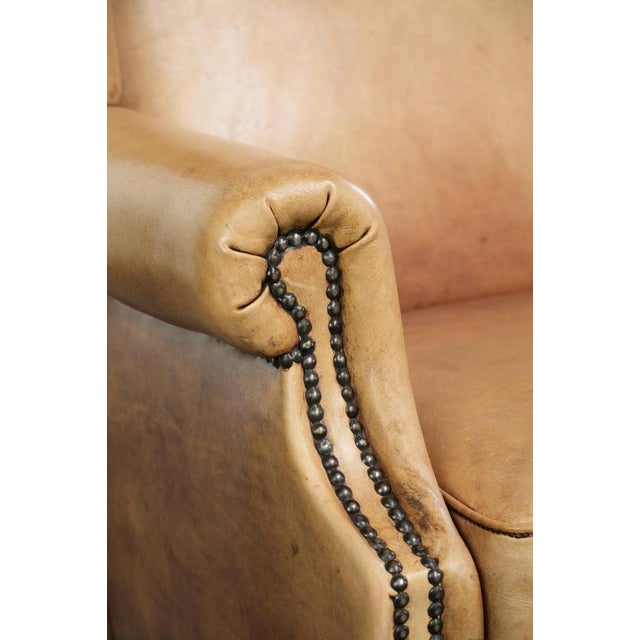Wing Club Chairs in Light Cowhide Leather, Set of 2 For Sale - Image 13 of 16