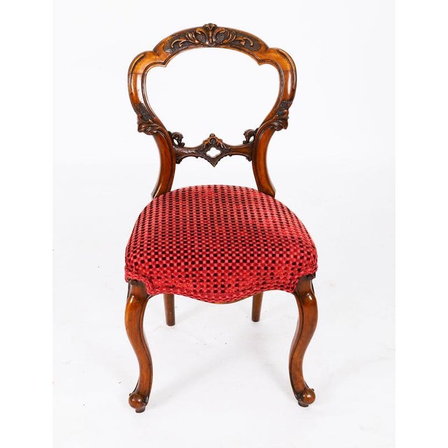 Antique Victorian Walnut Cabriole Dining Chairs, 1800s, Set of 6 For Sale - Image 4 of 12