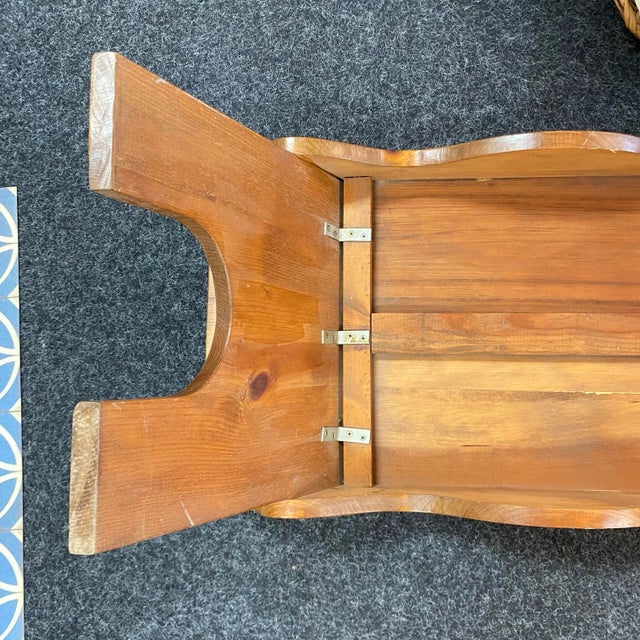 Danish Style Folk Art Wood Bench Handcrafted For Sale - Image 12 of 14