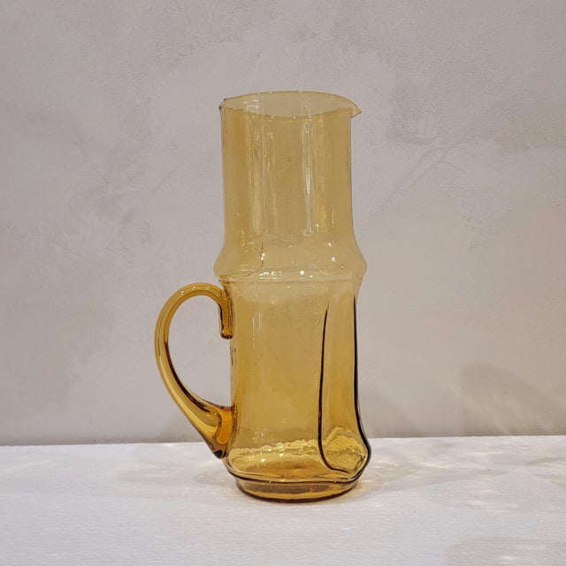 Glass Mid-Century Pitcher and Glasses in Pressed Crystal, 1960, Italy, Set of 9 For Sale - Image 7 of 15