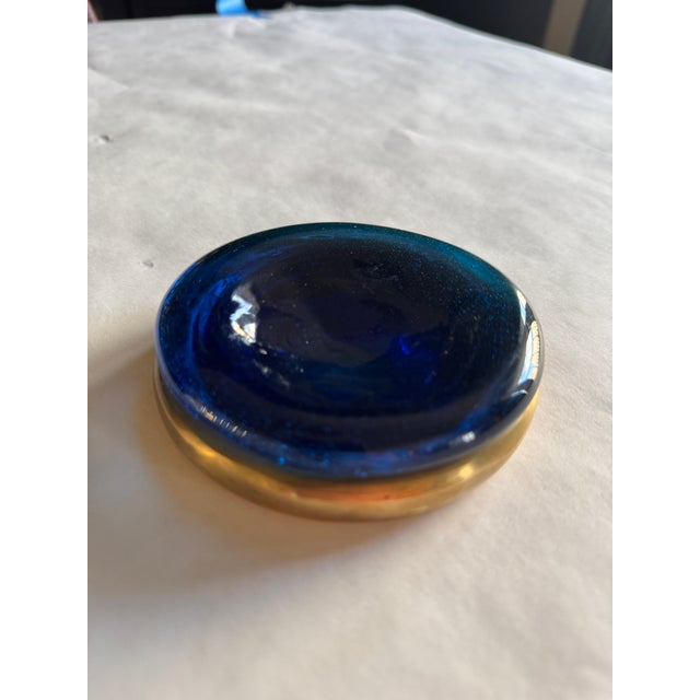 Bronze Bronze Mounted Cobalt Glass Trinket Dish For Sale - Image 8 of 8