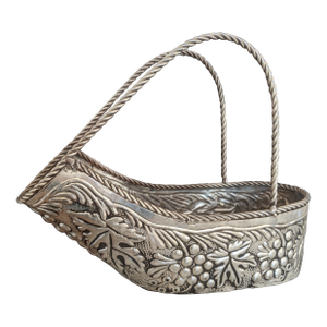 Vintage Silver Repousse French Style Wine Bottle Holder Carrier