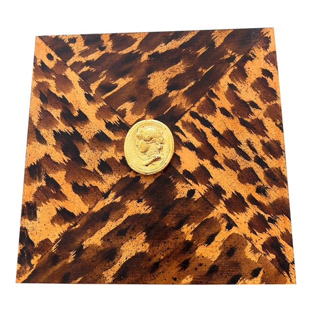 Faux Painted Tortoise Panel With Gilded Grand Tour Intaglio For Sale