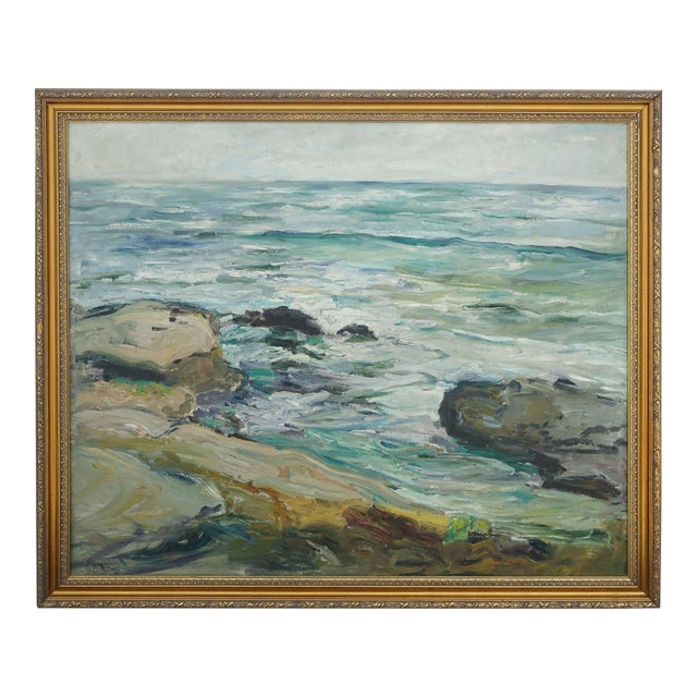 Mid Century San Diego Impressionist Seascape by Georgia Crittenden Bemis, 1939 by Georgia Crittenden Bemis For Sale