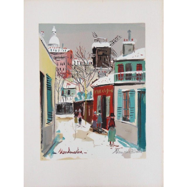 After Maurice Utrillo, Sacre Coeur Church and Moulin Under the Snow, Lithograph For Sale - Image 5 of 5