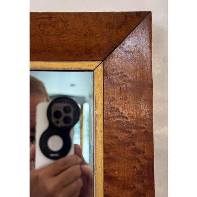English Rectangular Mirror With Maple and Giltwood Frame (H 20 7/8 X W 16 3/4) For Sale - Image 4 of 9