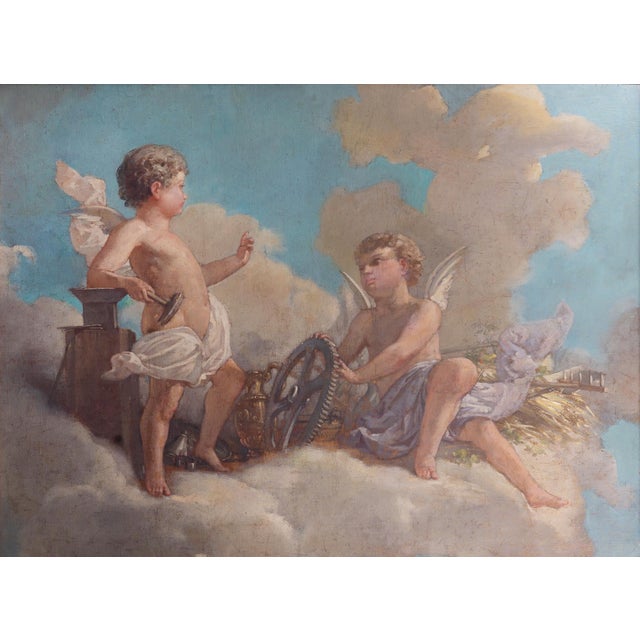 "Agriculture and Industry" Oil on canvas, attributed to Jose Denis Belgrano (1844-1917) Renowned painter from Malaga. He...