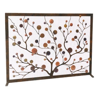 Tobacco Origin Mid Century Modern Fireplace Screen For Sale