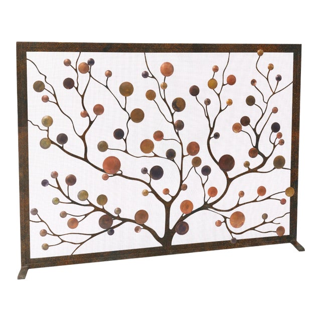 Tobacco Origin Mid Century Modern Fireplace Screen For Sale