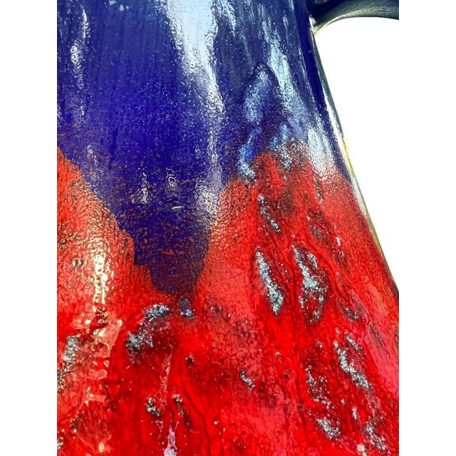 Ceramic Large Vintage Model 313/50 Red-Blue Fat Lava Ceramic Jug with Handle from Dümler & Breiden, 1960s For Sale - Image 7 of 11