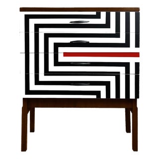 Polish Chest of Drawers with Op Art Motif, 1970s For Sale
