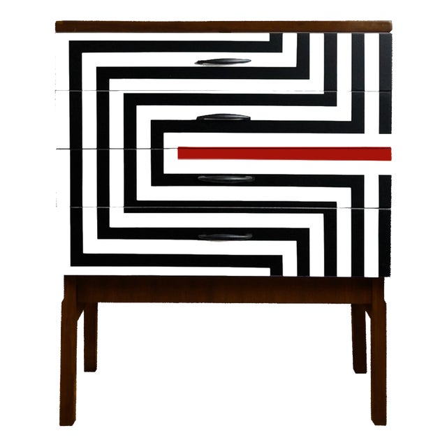 Polish Chest of Drawers with Op Art Motif, 1970s For Sale