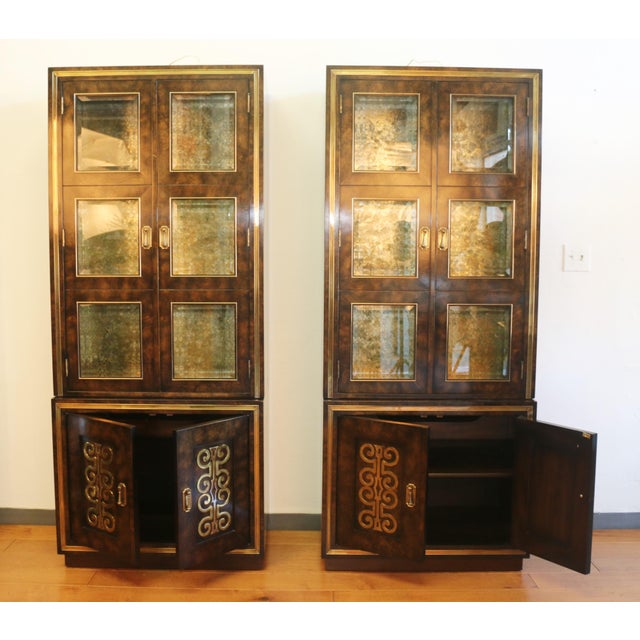 Mastercraft Burlwood Tall Cabinets Chairish