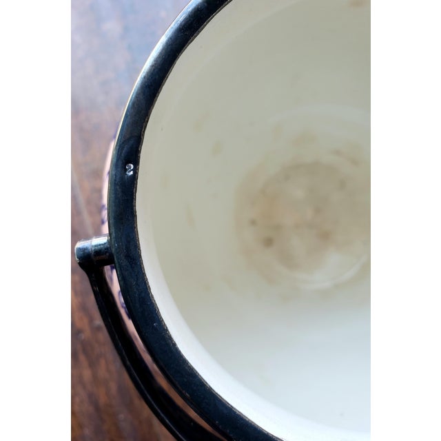 Victorian Antique English Staffordshire Style Flow Blue & Blush Biscuit Barrel, C. 1890 For Sale - Image 3 of 11