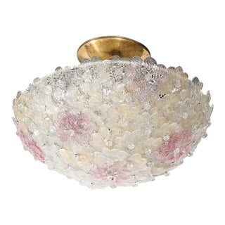 Mid-Century Hand-Blown Rose Murano Glass Florets Chandelier by Barovier & Toso For Sale