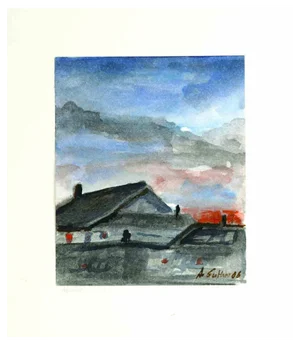 Armin Guther, Northern Europe Landscape, Watercolor, 1986