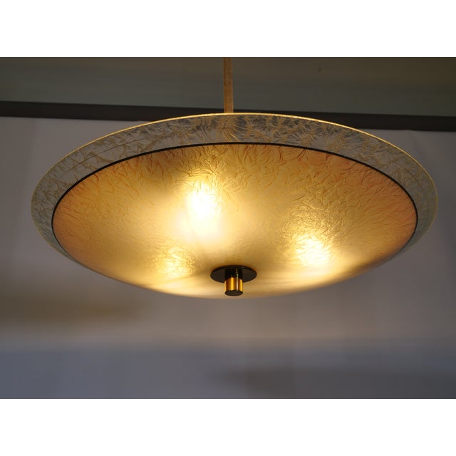 Mid-Century Three-Light Ceiling Lamp in Textured Glass, 1950s For Sale - Image 6 of 16