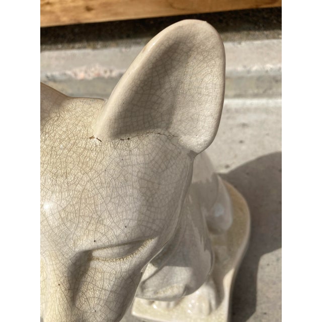 1980s Egyptian Sphinx & Cat Statue in Crackle Glazed Porcelain - a Set For Sale - Image 9 of 13