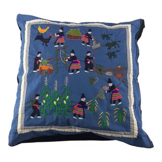 Hand Made Embroidery Hmong Panel Story Cloth Pillow For Sale