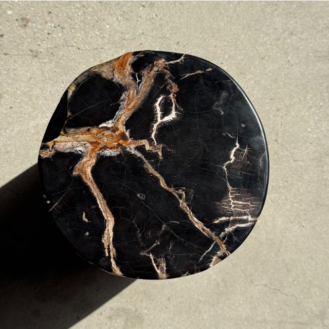 Side Table in Black Petrified Wood with Beige Star Pattern For Sale - Image 6 of 18