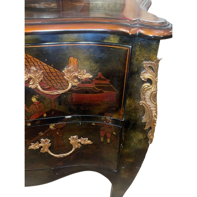 Brown Pair of English Chinoiserie Two-Drawer Nightstands. 20th Century. For Sale - Image 8 of 9
