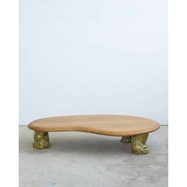 White Oak and Glazed Ceramic Coffee Table by Alexander Knysch For Sale - Image 6 of 15
