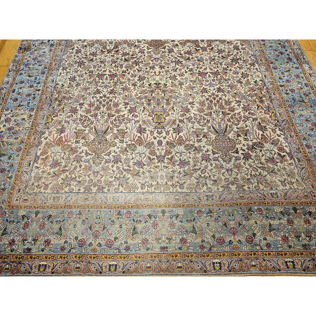 Vintage Oversized Persian Kerman Lavar Rug, Hand-Knotted Wool, Allover Vase Pattern, Ivory & Blue, 11’ X 19’ For Sale - Image 15 of 18