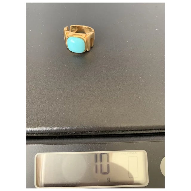 1980s 18k Gold and Persian Turquoise Ring, Size 6 For Sale - Image 9 of 9