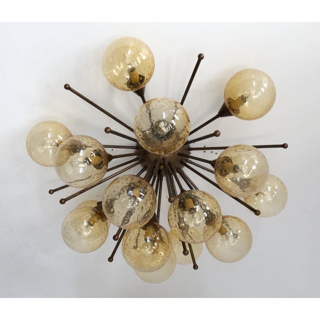 Italian 21st Century Mezzo Bronze Amber Bubbles Murano Flush Mount by Fabio LTD For Sale - Image 3 of 9