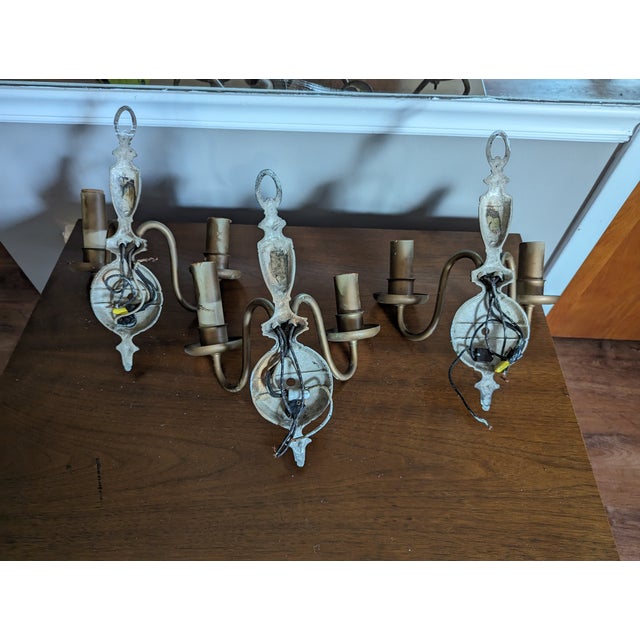 Metal Early 20th Century Sconces - Set of 3. Appraised For Sale - Image 7 of 12