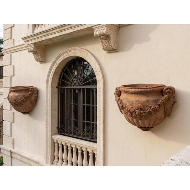 Vintage Italian-Style Terracotta Ram's Head Wall Pocket Planters For Sale - Image 9 of 9