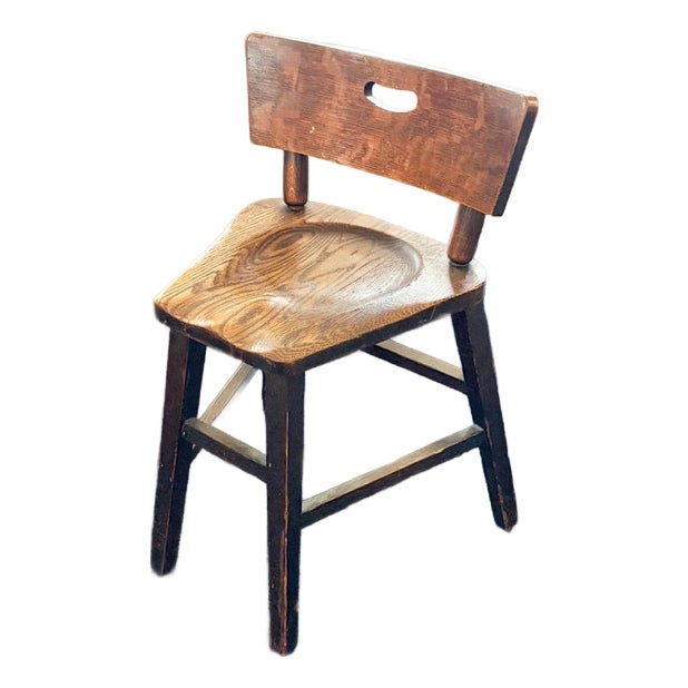 Early Hand Made American Wood Chair in a Triangular Form For Sale