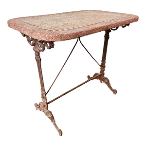 Antique Cast Iron and Terrazzo French Bistro Table