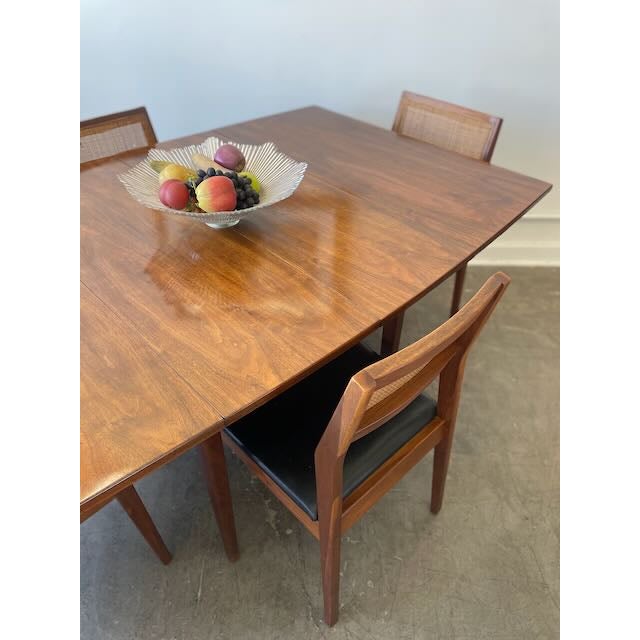 1960s Mid Century Walnut and Cane Dining Set For Sale - Image 5 of 16