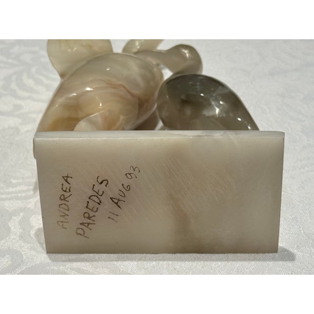 20th-Century Modernist Carved Banded Onyx Avian Sculpture, Dated 1993 For Sale - Image 10 of 10