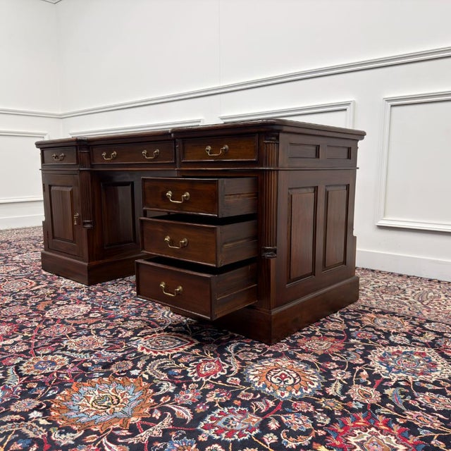 Classic English Green Leather Desk For Sale - Image 15 of 18