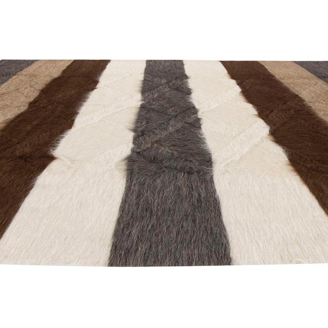 Taurus Collection Modern Striped Goat Hair Rug by Doris Leslie Blau For Sale - Image 4 of 7