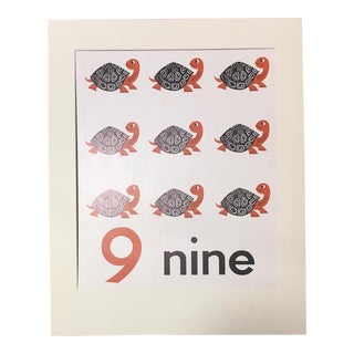 Vintage Mid Century Teaching Poster, Numbers - "9" For Sale