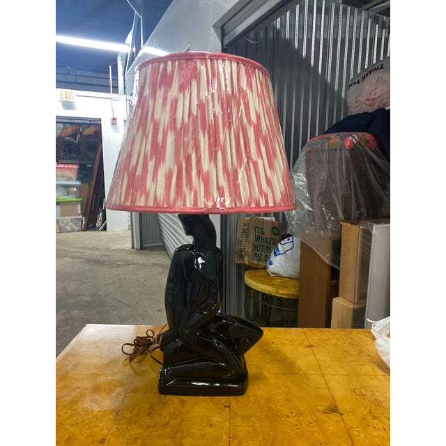 Black 1960s Black Ceramic Abstract Table Lamp . For Sale - Image 8 of 12