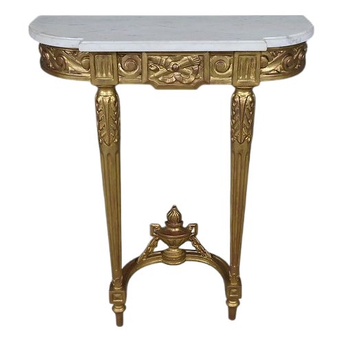 Louis XVI Console Table in Marble and Giltwood, 20th Century For Sale