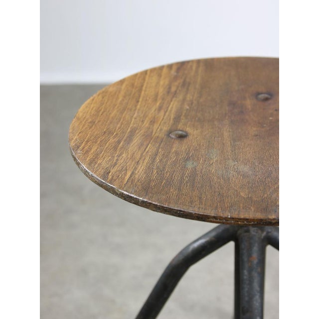 Wood Mid-Century Industrial Italian Black Metal and Plywood Swivel Stool, 1950s For Sale - Image 7 of 12