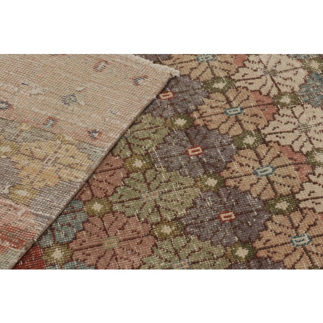 Beige Vintage Distressed Rug, Polychromatic Geometric Floral Motifs - Rug & Kilim For Sale - Image 8 of 8
