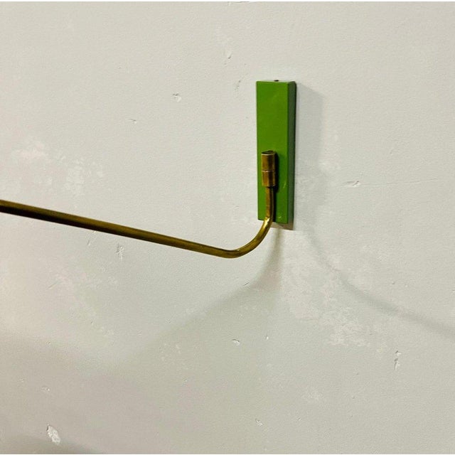 Brass and Chartreuse Swing Arm Wall Light, 1960s For Sale - Image 4 of 6