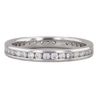 0.48ctw Diamond Eternity Band 14k White Gold Wedding Ring Size 5 Stackable For Sale