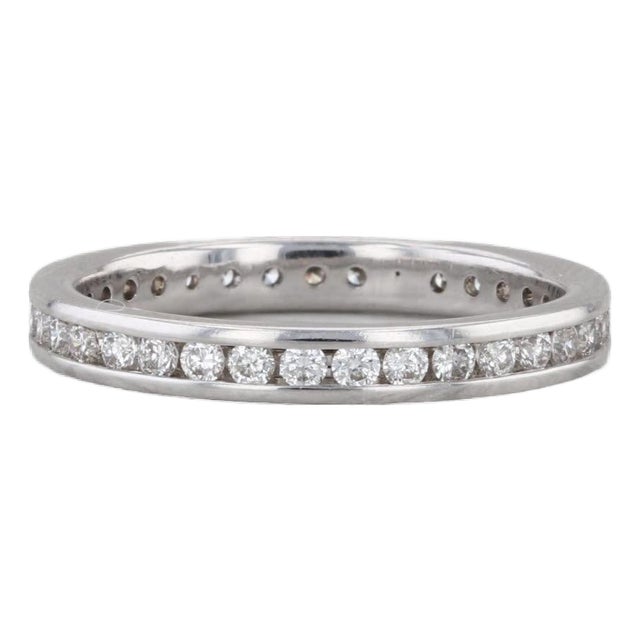 0.48ctw Diamond Eternity Band 14k White Gold Wedding Ring Size 5 Stackable For Sale