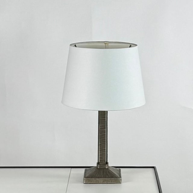 Small wrought iron French Art Deco lamp by Henri Fournet for Le Fer Forgé. Perfect as a desk lamp or where a small lamp is...