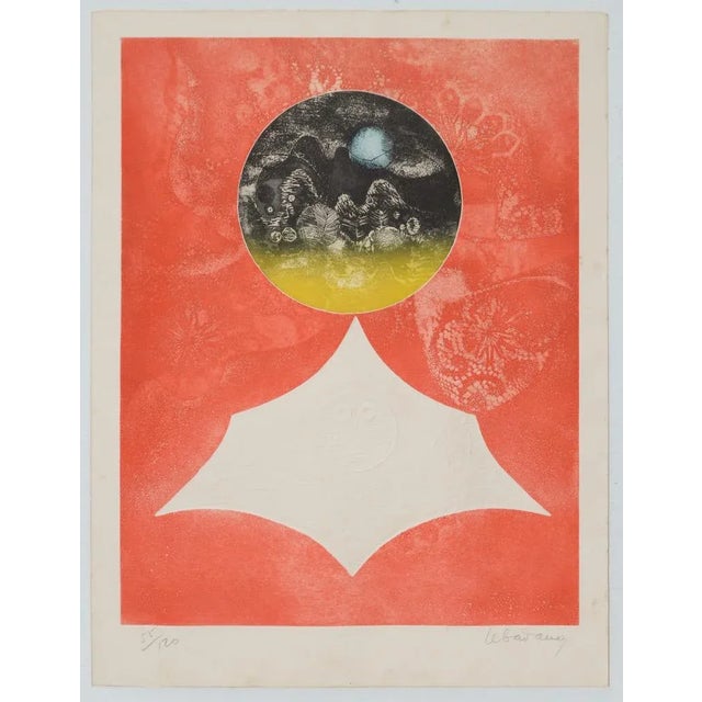 Red Dang Lebadang Embossed Color Etching C.1970 For Sale - Image 8 of 8