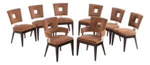 Set of Eight Custom Dining Chairs Attributed to Brueton.