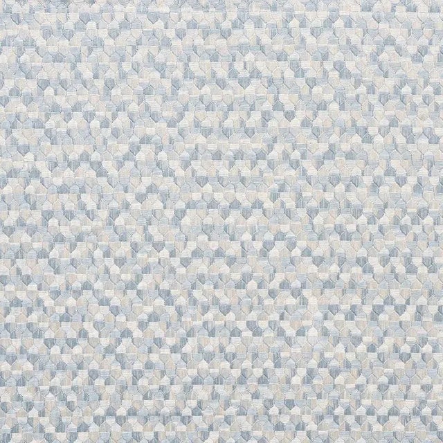 A small-scale, full coverage embroidery, Ivins is a tonal, interlocking pattern that evokes intricate marquetry patterns....